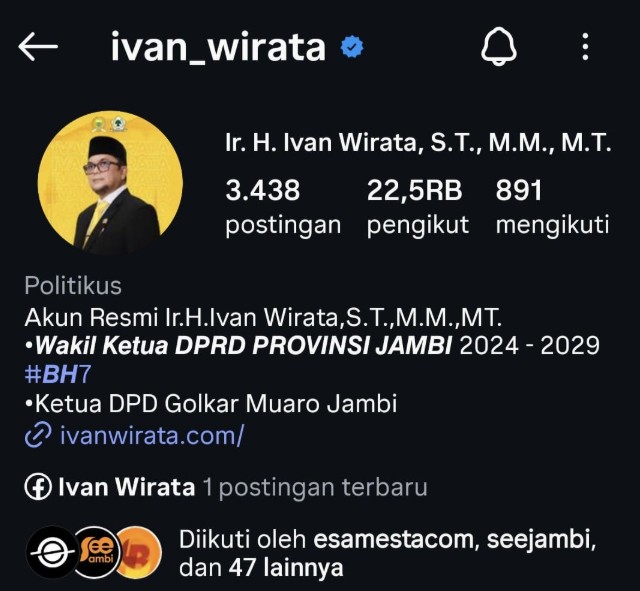Review Mendalam IG Ivan Wirata: Pejabat Publik Jambi dengan Aktivitas Paling Konsisten!
